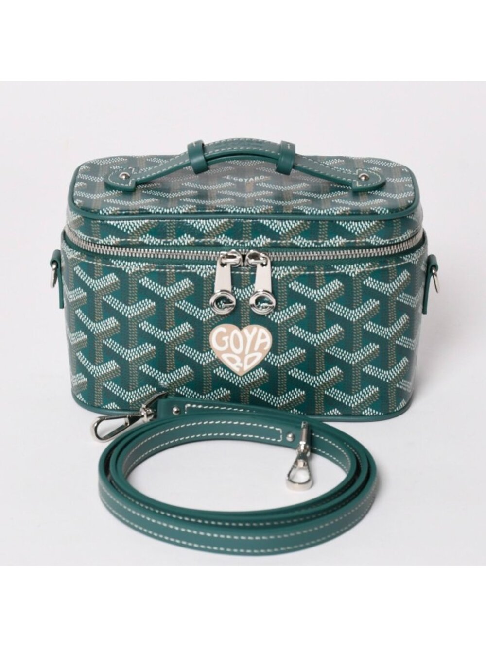 Goyard Muse Vanity Case Mini Nano Bag Green 2-Way Goyardine Canvas Calfskin